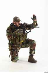 Whole Body Weapons-Rifle Man Pose with machine rifle White Army Athletic Bearded Studio photo references